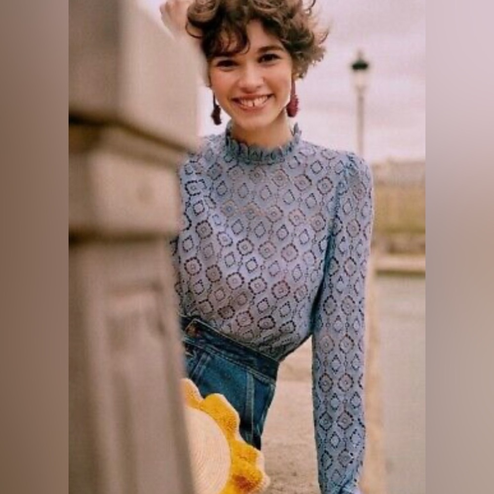 SEZANE EGLANTINE BLOUSE VINTAGE BLUE